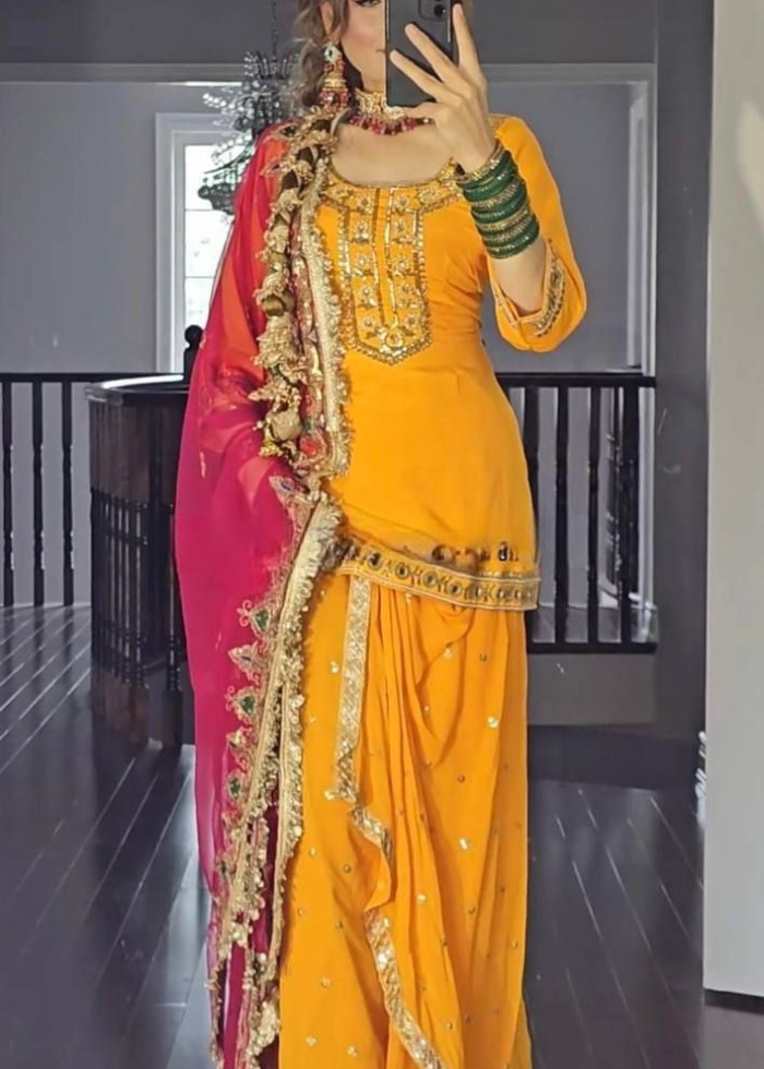 Party Wear Top Dhoti Skirt Patten With Dupatta 