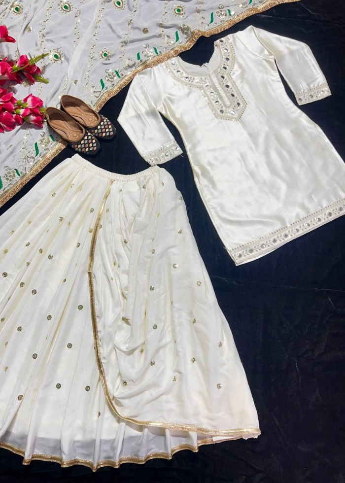 Party Wear Top Dhoti Skirt Patten With Dupatta 