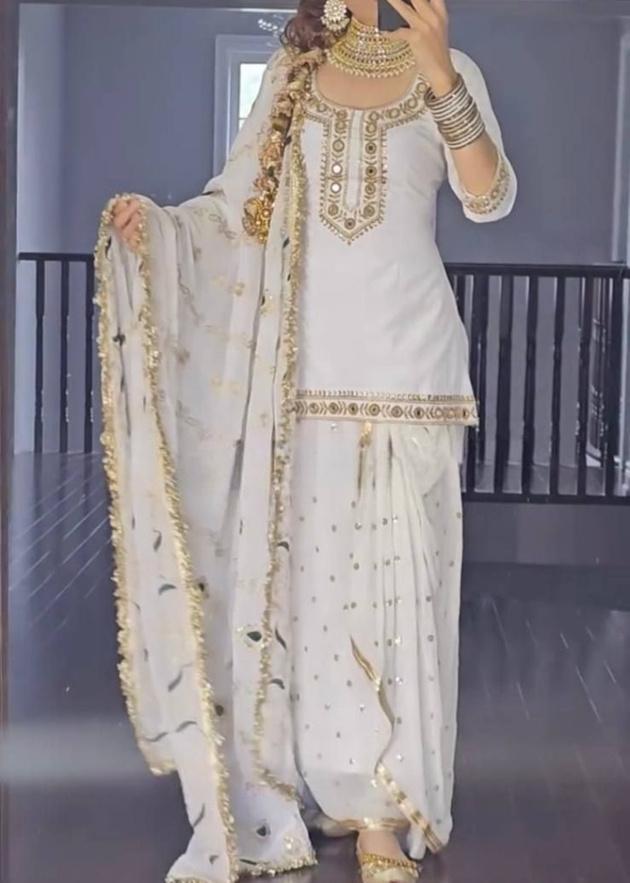 Party Wear Top Dhoti Skirt Patten With Dupatta 