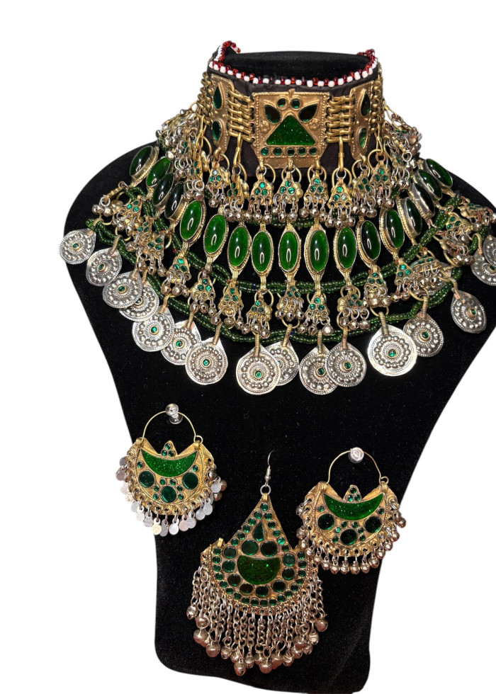 Green Afghan full jewellery set
