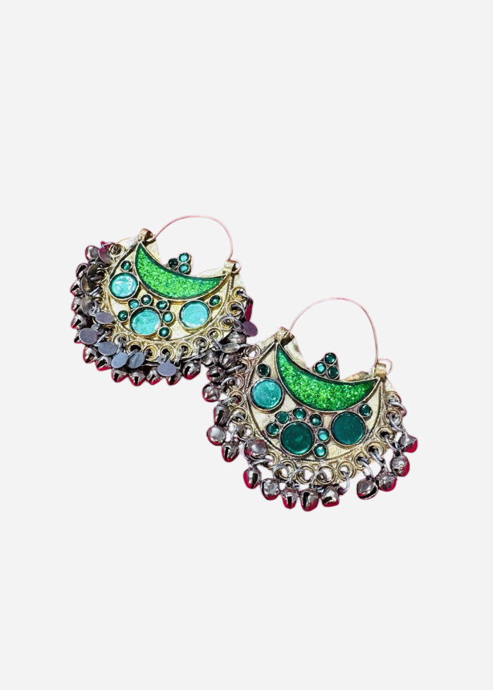 Afghan Tribal Kuchi Multicolor Bali Earrings/Green