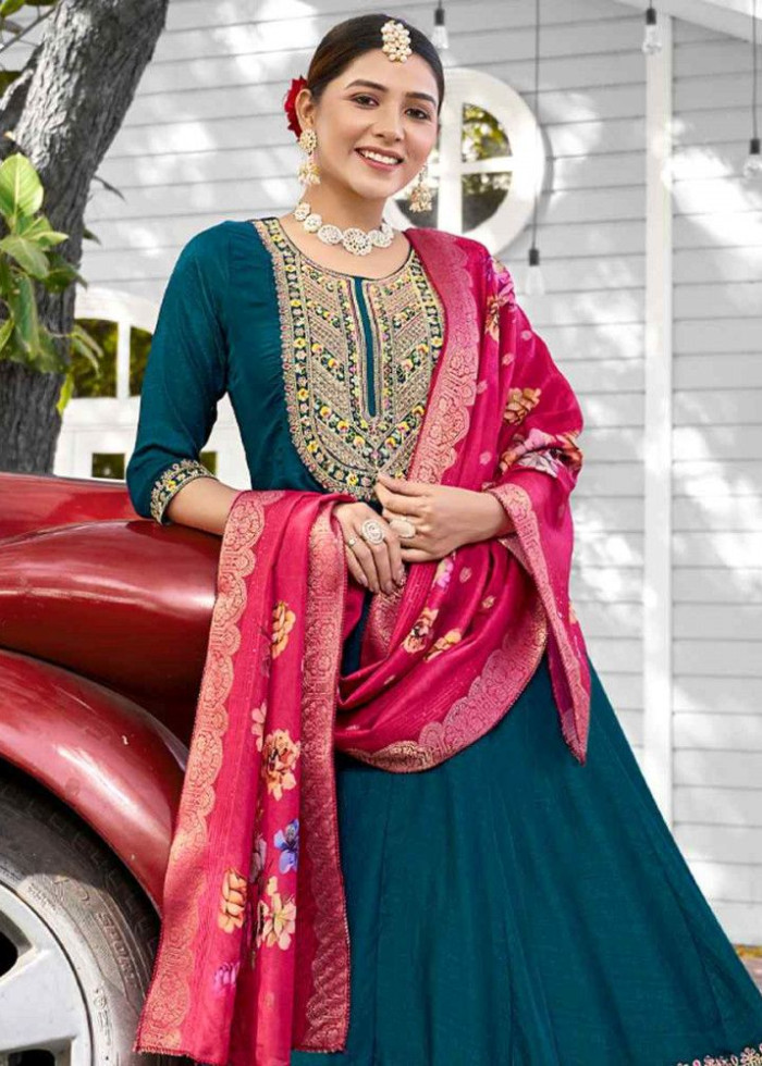 Vichitra Silk Readymade Salwar Suit In 