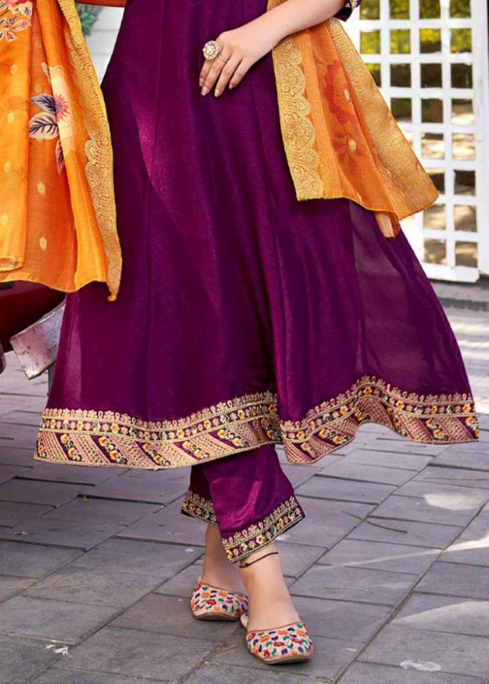 Vichitra Silk Readymade Salwar Suit In 