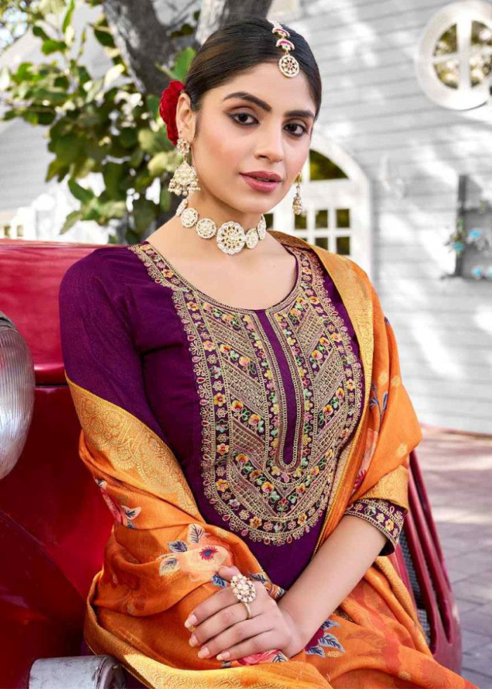 Vichitra Silk Readymade Salwar Suit In 