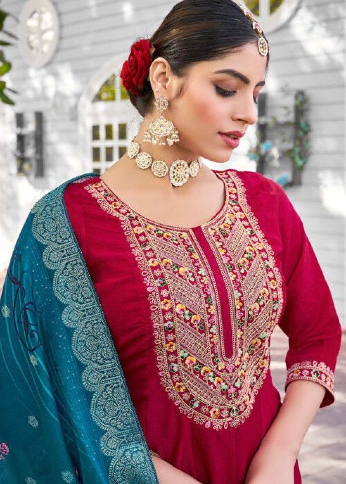 Vichitra Silk Readymade Salwar Suit In 