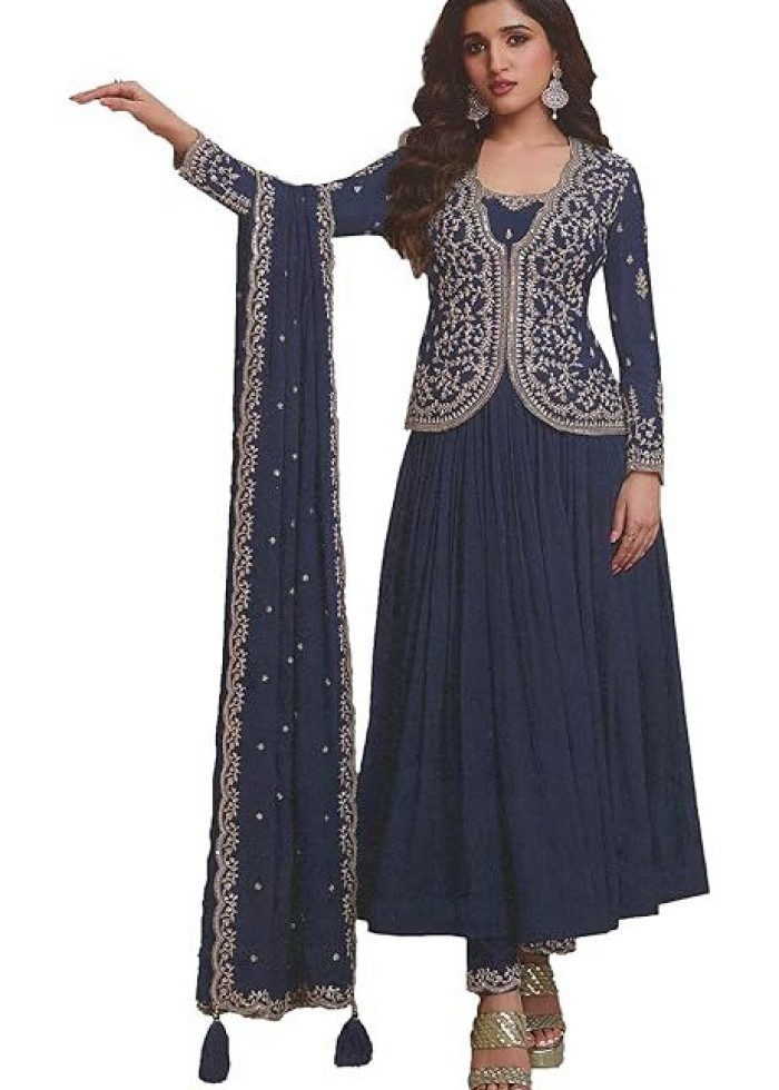 Embroidered Work Long Length Designer Anarkali Suit