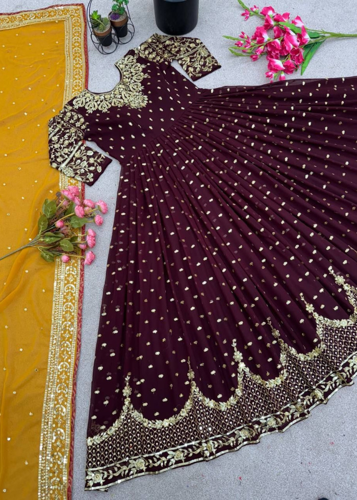 Bollywood Designer Faux Georgette Gown And Stylist Dupatta For Women