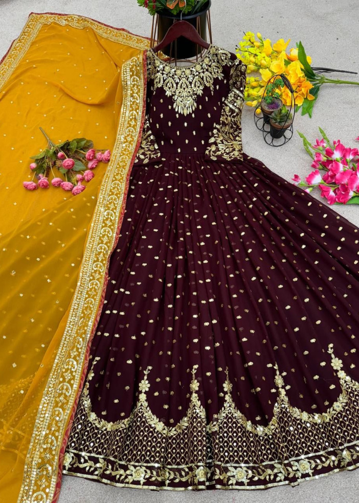 Bollywood Designer Faux Georgette Gown And Stylist Dupatta For Women