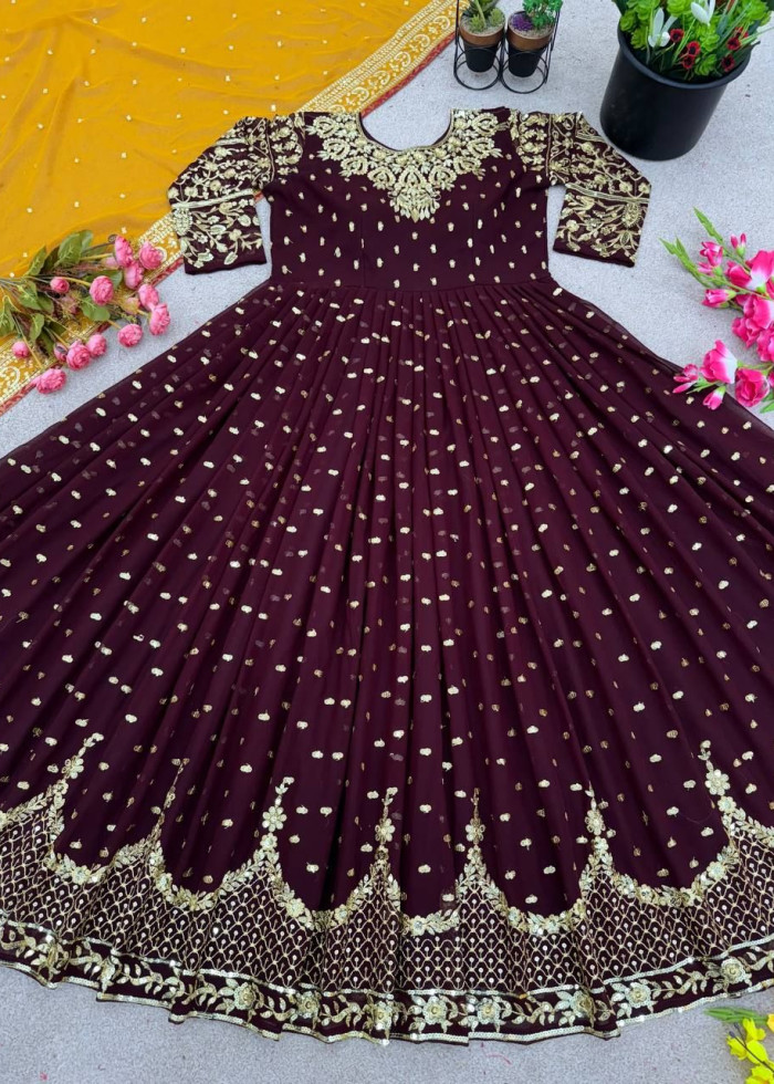 Bollywood Designer Faux Georgette Gown And Stylist Dupatta For Women