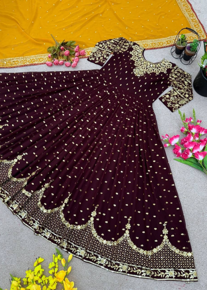 Bollywood Designer Faux Georgette Gown And Stylist Dupatta For Women