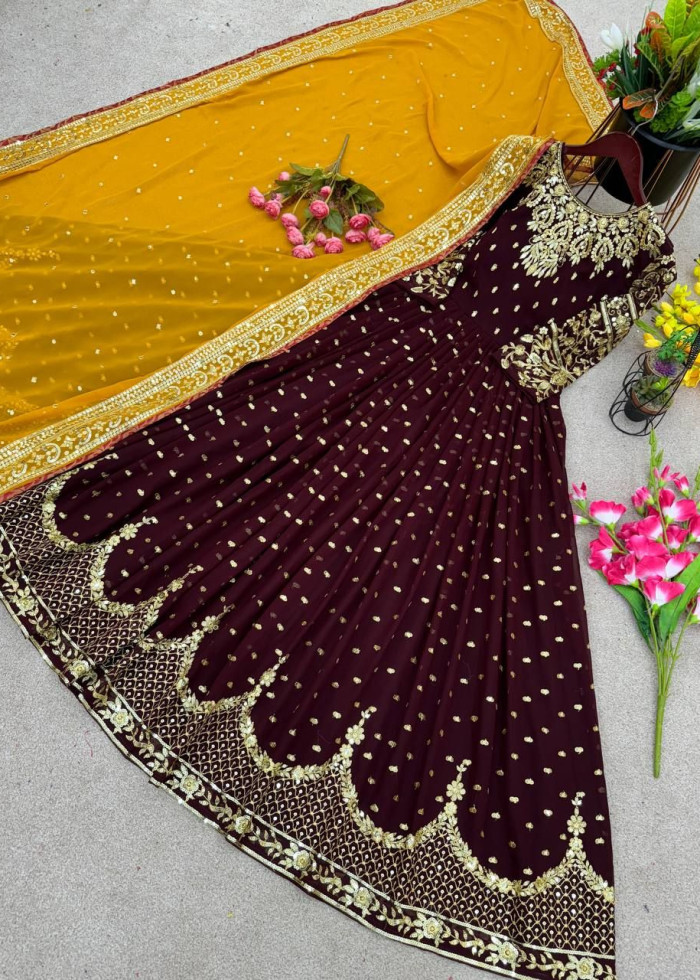 Bollywood Designer Faux Georgette Gown And Stylist Dupatta For Women