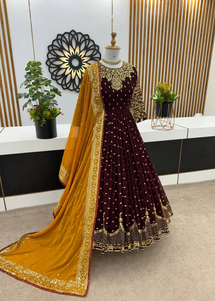 Bollywood Designer Faux Georgette Gown And Stylist Dupatta For Women