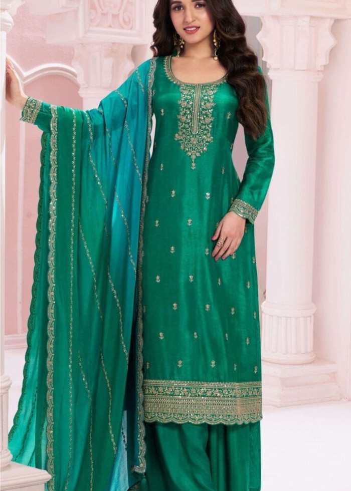 Party Wear Designer Sewn Shalwar Kameez Plazo Suits